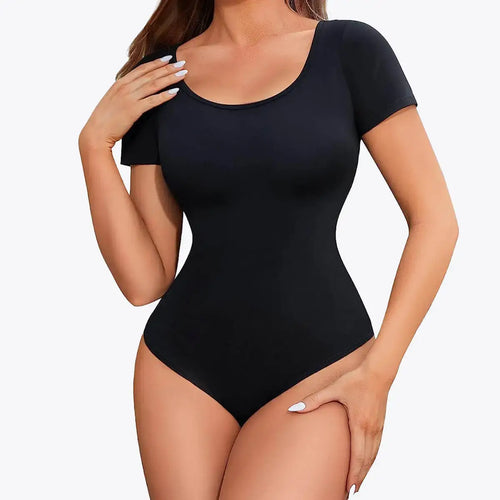 1+1 AKCIA RunwayShape EverydayControl Scoop Neck Tvarujúci Bodysuit S Krátkym Rukávom Tangá